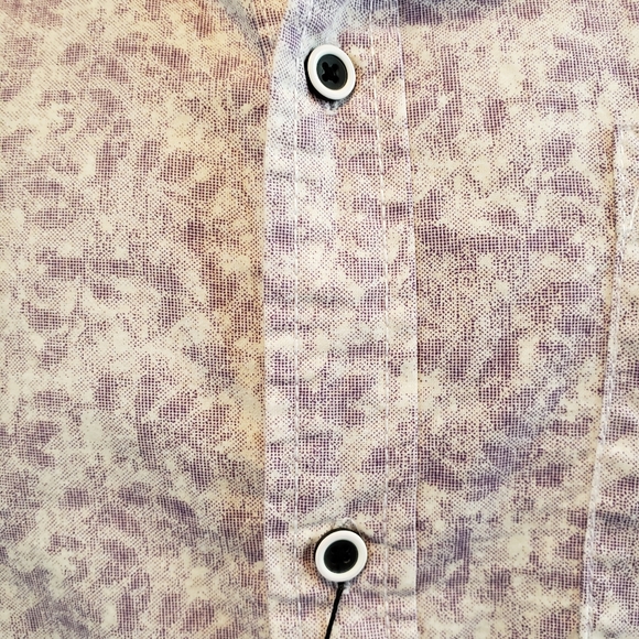 Dirty Laundry Mens Short Sleeve Button Shirt White Purple Leaf Pattern SZ XL - Picture 4 of 8